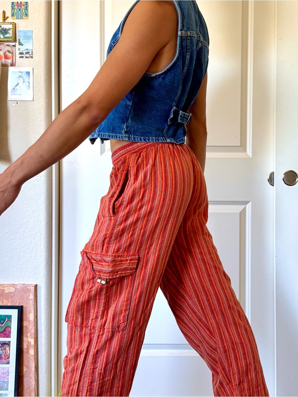 Vintage Pinstriped Hippie Pants - Picture 2 of 7